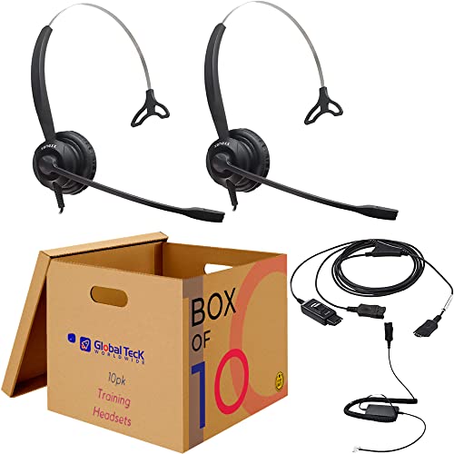 Global Teck Worldwide XS 825 Headset Bundle of 10 - Compatible with Avaya, Yealink, Polycom, Cisco, Mitel, Nortel, Toshiba