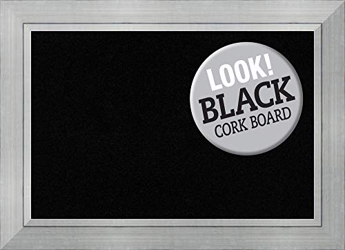 Framed Black Cork Board Bulletin Board | Black Cork Boards Romano Silver Frame | Framed Bulletin Boards | 43.25 x 31.25