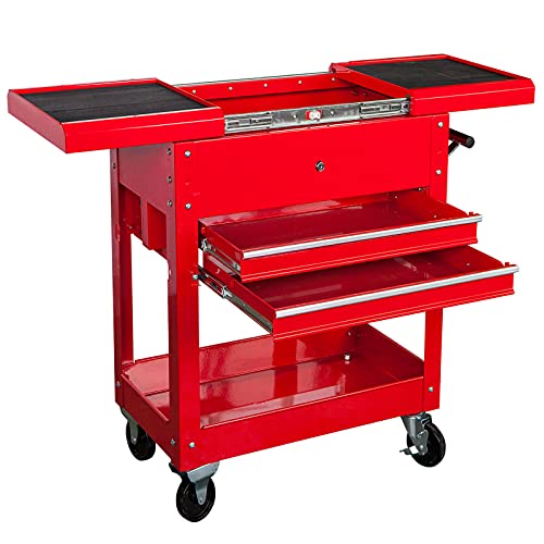 TCE Service Utility Tool Cabinet Cart 350 LBs 2 Drawer Slide Top, Black, ATC310U by TCE