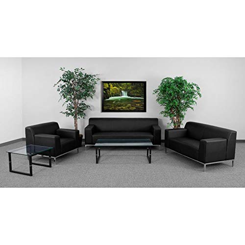 Flash Furniture HERCULES Definity Series Reception Set in Black LeatherSoft