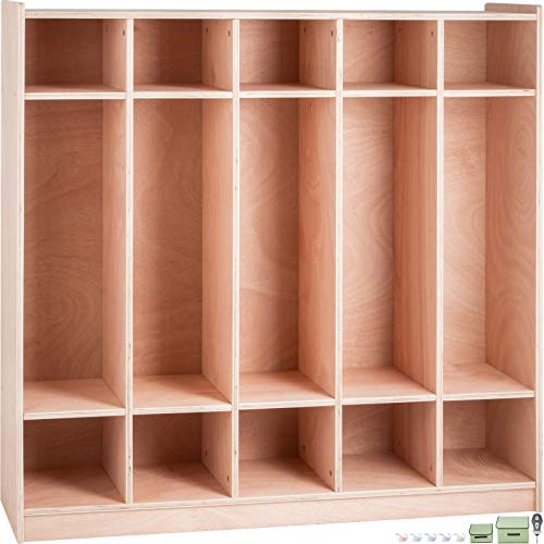 Happybuy 5-Section Classroom Coat Locker with Cubbies and Casters