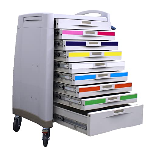 DiaMedical USA Premium Pediatric Crash Cart - Lightweight Steel Frame, Locking Drawers, Braking Casters