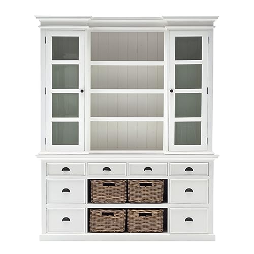 212 Main Library Hutch with Basket Set Classic White