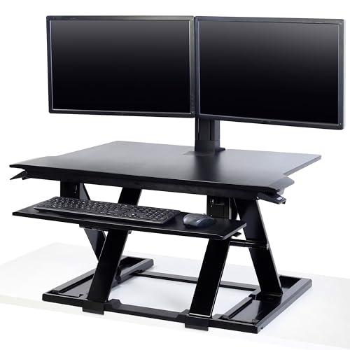 Ergotron WorkFit-TX Standing Desk Converter with Dual Monitor Kit - Black, for 2 Monitors Up to 24 inches