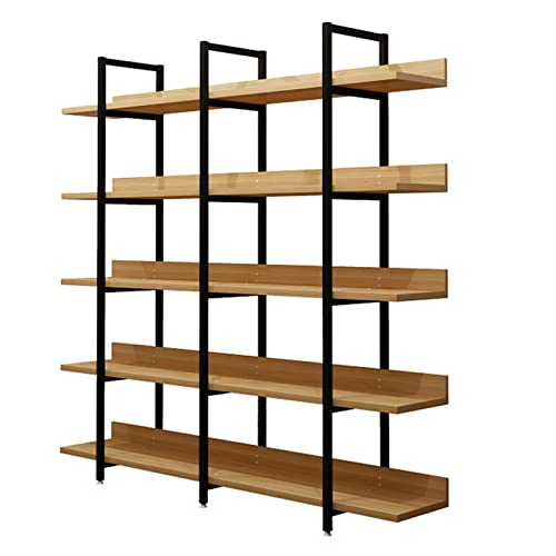HARAY Multi-Layer Bookshelf Cabinet Display Rack - Steel & Wood Art Shelf