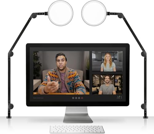 LUME CUBE Edge 2.0 LED Desk Lamp | Dimmable Home Office Light with USB Charging Port | Adjustable Color Temperature & Brightness | Black 2pk