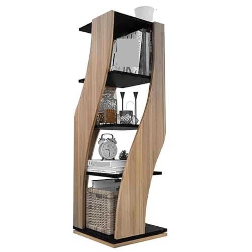 Habrur Rotating Wooden Bookshelf Display Rack