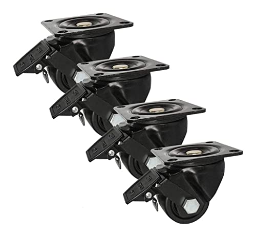 ROLTIN Office Castors Plate Casters 4-Piece Set - 3-inch Nylon Wheel Double Ball Bearing Castors