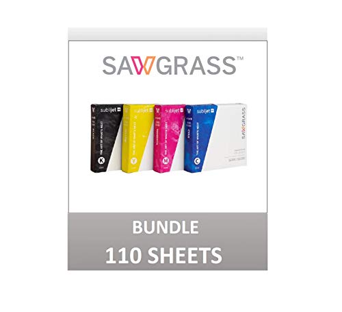 SAWGRASS SUBLIJET UHD Ink Cartridges for Sawgrass Virtuoso SG500 and SG1000 Printer - FULL SET- Bundle with SUBLIMAX 8.5x11 Sublimation Paper 110 SHEETS - Instant Dry - CERTIFIED BY SAWGRASS