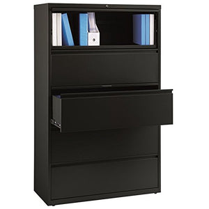 Hirsh HL8000 Series 42" 5 Drawer Lateral File Cabinet in Black