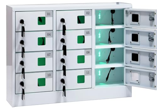 Bpatoimsx Cell Phone Charging Locker with Key Lock - White