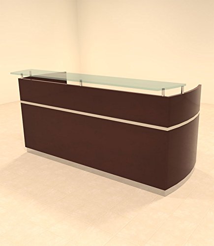 UTM Furniture Modern Glass Counter Reception Desk Set, 2pc RO-NAP-R3