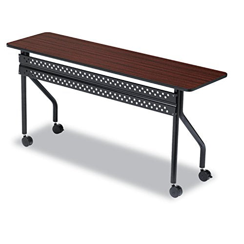 Iceberg Mobile Training Table with Locking Wheels, Mahogany/Black, 60" x 18" x 29