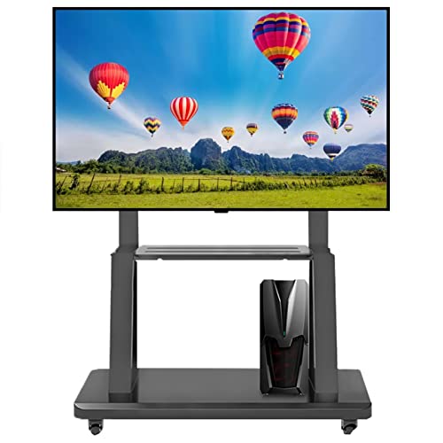 YokIma Heavy Duty TV Cart with AV Shelf & Wheels, Fits 32-75 Inch Screens, Up to 150Kg