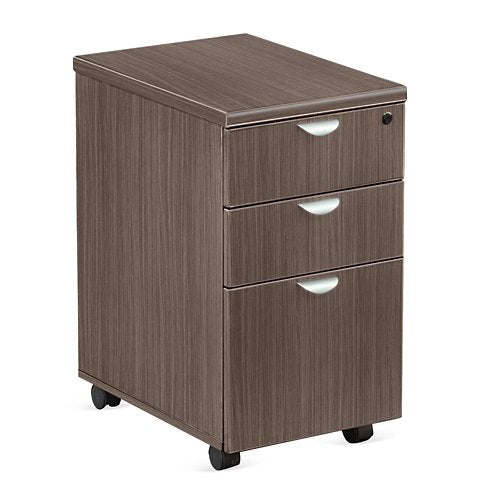 NBF Signature Series Esquire 16" Three Drawer Mobile Pedestal - Driftwood Laminate