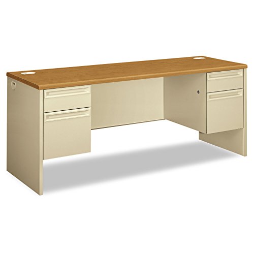 HON 38000 Series Kneespace Credenza, 72w x 24d x 29-1/2h, Harvest/Putty