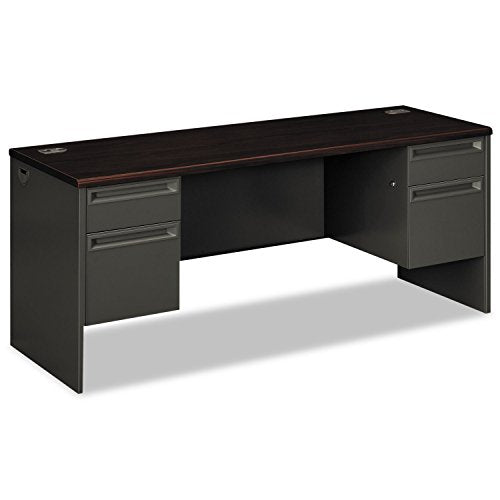 HON 38000 Series Kneespace Credenza, 72" Mahogany/Charcoal