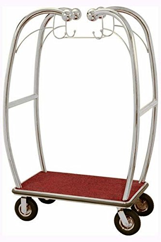 Aarco Bellman's Luggage Cart - Chrome, 47.25in L x 25.5in W x 73in H