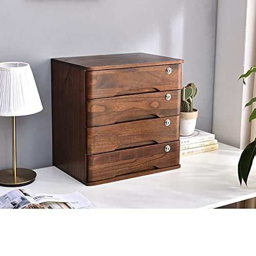 BIZOLE Wooden Multilayer File Cabinet with Lock - Office Desktop Organizer (4 Layer)