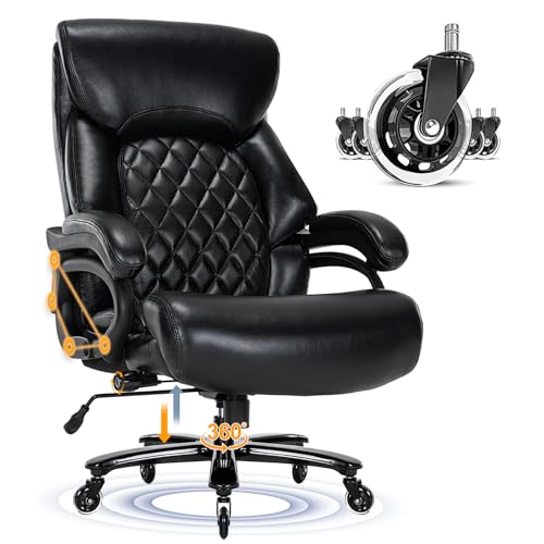 ZSQN Big and Tall Executive Office Chair with Adjustable Lumbar Support - Black