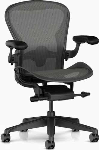CHAIRORAMA Herman Miller Aeron Chair Size C - Graphite Fully Loaded Adjustable Arm Height Tilt Tension Control Lumbar Support