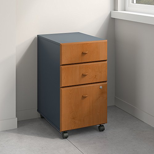 Bush Business Furniture Series A 3 Drawer Mobile File Cabinet, Natural Cherry/Slate