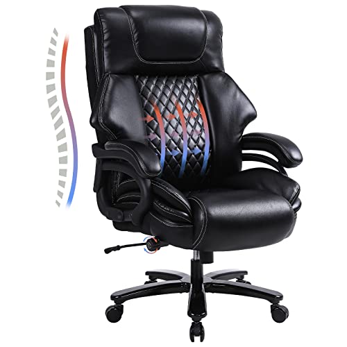 BOSMILLER Big and Tall Office Chair 500lbs with Quiet Rubber Wheels & High Back Leather Executive Design