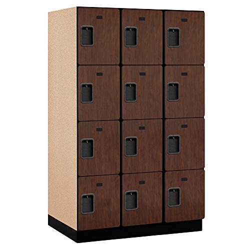 Salsbury Industries Mahogany 4-Tier Extra Designer Wood Locker with Three Wide Storage Units, 6-Feet High by 24-Inch Deep