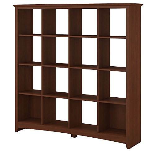 Bush Furniture Buena Vista 16 Cube Video Game and DVD Storage Bookshelf in Serene Cherry