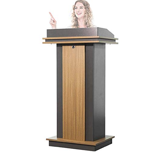 SHABOZ Podium Acrylic Lectern Pulpit Floor-Standing - Wooden Podium for Desk, Classroom, Reception, Church, Hotel, Education, Banquet, Speech Desk