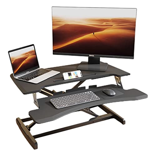 None Standing Desk Converter, Height Adjustable Sit to Stand Riser, Dual Monitor Computer Workstation (37.4 inch)