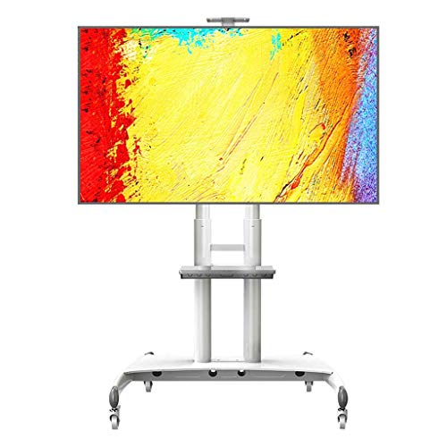 YokIma Mobile TV Stand for 55-80 Inch Screens, White, 90.9 Kg Capacity