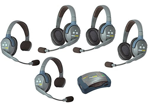 EARTEC HUB523 UltraLITE Wireless System - 1 HUB Full Duplex Transceiver, 2 ULSR Single-Ear DECT Headsets, 3 ULDR Dual Ear Remote Headsets