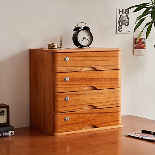 YUZDNM Solid Wood Desktop File Cabinet with Lockable Drawers - Office Supplies A4/Receipt Organizer (Color: C)