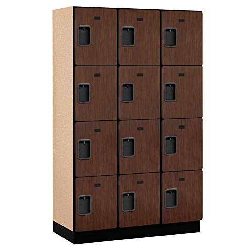 Salsbury Industries Mahogany 4-Tier Extra Designer Wood Locker with Three Wide Storage Units, 6-Feet High by 18-Inch Deep