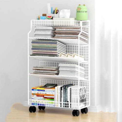 GaRcan Desk-Side Small Bookshelf with Wheels