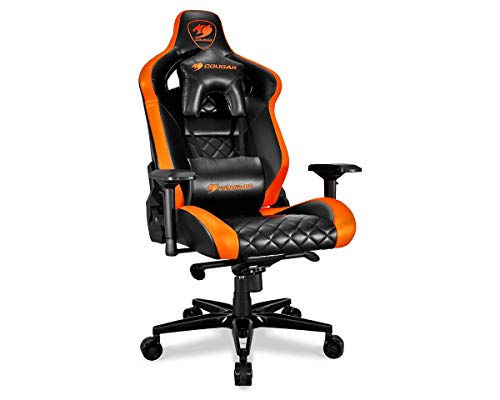Cougar Armor Titan ultimate gaming chair with premium breathable pvc leather, 160kg support, 170 degree reclining (Black and Orange)