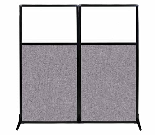 VERSARE Workstation Partition | Portable Wall Divider | Modern Office Cubicle | Free Standing Privacy Screen | Flexible Work Space | 66" x 70" with Window, Cloud Gray Fabric Panels
