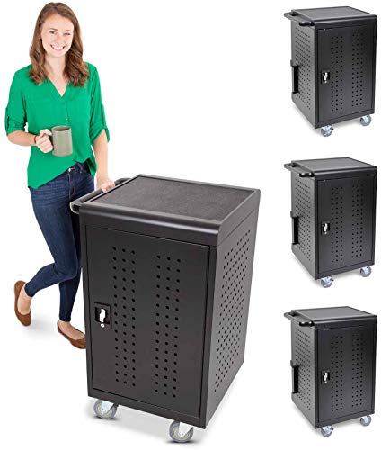 Stand Steady 3-Pack Line Leader 30 Unit Mobile Charging Cart with Locking Cabinets | UL Safety-Certified Charging Station for Tablets, Laptops, Chromebooks | ANSI/BIFMA Standard Cart & Storage