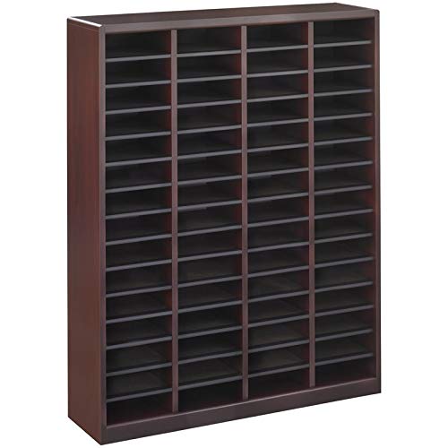 BOWERY HILL Wood 60-Compartment Mail Organizer in Mahogany