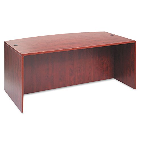 Alera Valencia Bow Desk Shell, Medium Cherry - 71w X 35 1/2d to 41 3/8d X 29 5/8h