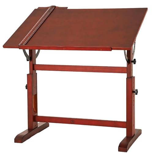 MOUNW Large Wood Drafting Table with Height and Angle Adjustment - 60x90CM, T-Square Ruler - Ideal for Artwork and Writing