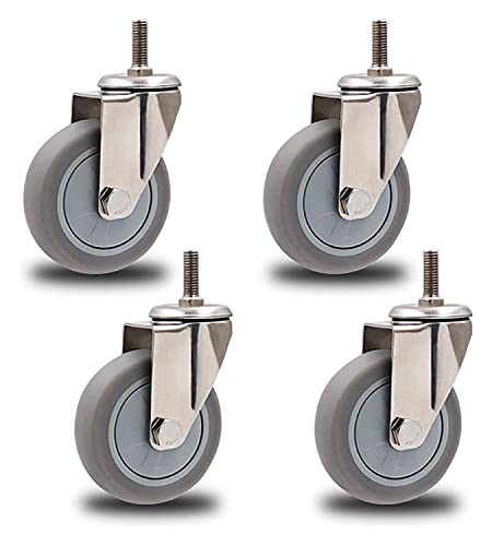 IkiCk Office Castors Wheels for Furniture 360 Degree Swivel Caster Universal Replacement Trolley Moving Wheels (100mm/4in Brake)