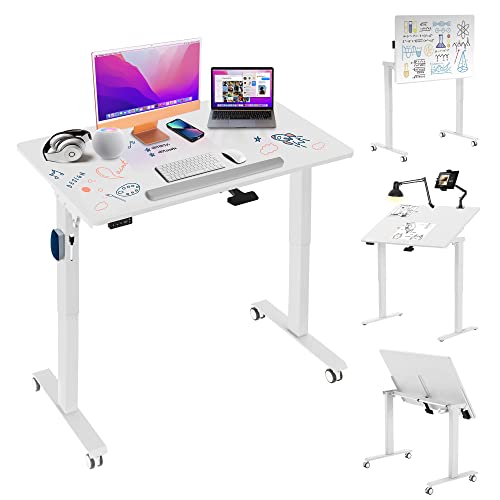 AVLT 50" Electric Standing Desk with Tilting Tabletop - Height Adjustable Whiteboard Desk