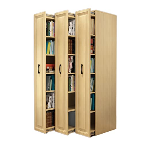 FIFOR Mobile Bookcase with 1-3 Drawers, Height Adjustable Shelves, A4 File Storage Cabinet (Wood, 90x55x210cm)