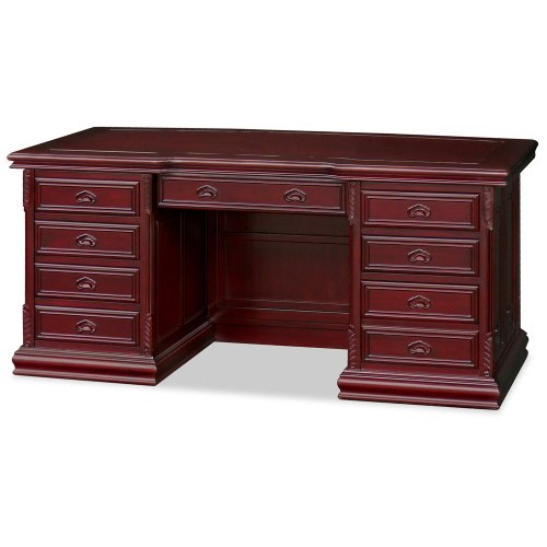ChinaFurnitureOnline Dark Cherry Rosewood French Style Oriental Credenza Desk