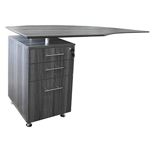 Safco Mayline MNRTNLLGS Medina Series Laminate Curved Left Return - 63" x 24" x 29-1/2" - Gray Steel