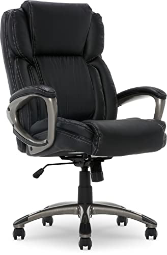 Serta Executive Office Chair with Layered Body Pillows, Black Bonded Leather