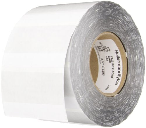 Hellermann Tyton Thermal Transfer Self-Laminating Label, 2.0" x 0.75" x 2.25", Vinyl, White - Pack of 2500