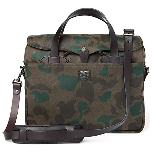 Filson Waxed Rugged Twill Original Briefcase, Dark Wax Shrub Camo, OS